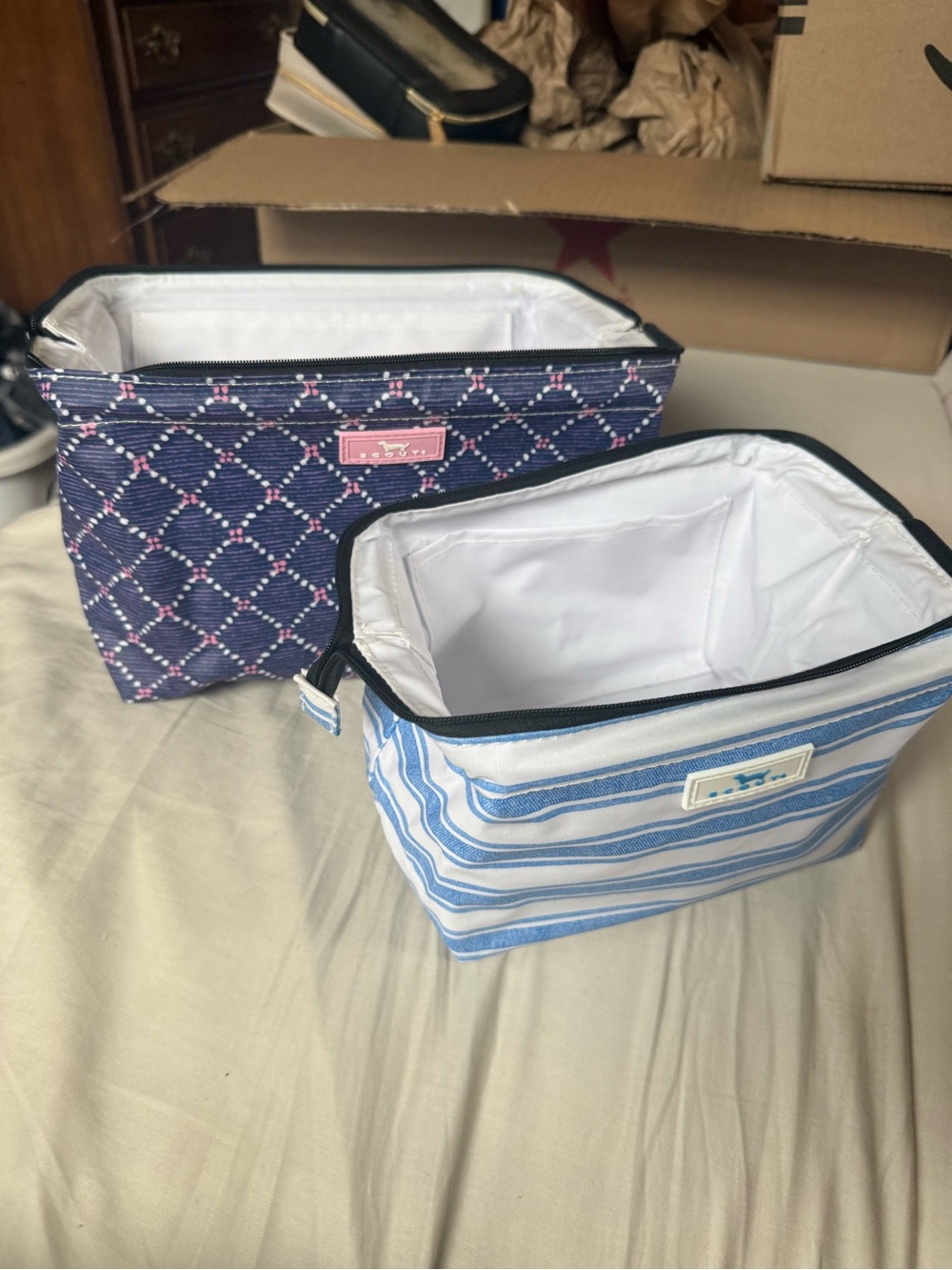 Scout Blue Striped & Navy Patterned Makeup Organizer Set